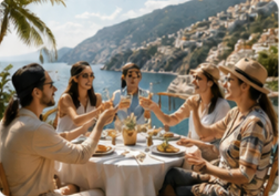 Friends sharing a memorable travel experience