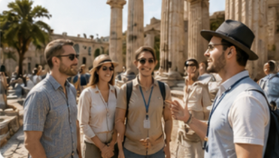 Travelers on a guided tour